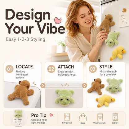 🧲 Cute Magnetic Plush Doll — Soft Fridge Magnet Toy | Adorable Kawaii Design🐈‍⬛🐘🐇