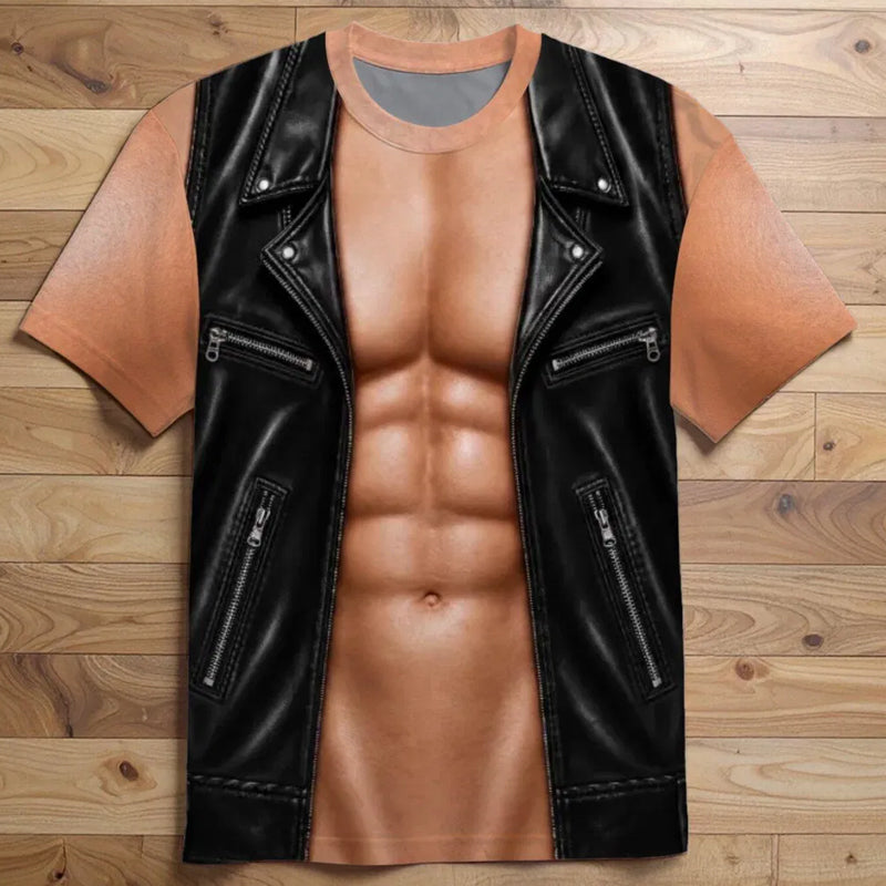 Men's Funny Fake Muscle Print T-Shirt