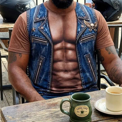 Men's Funny Fake Muscle Print T-Shirt