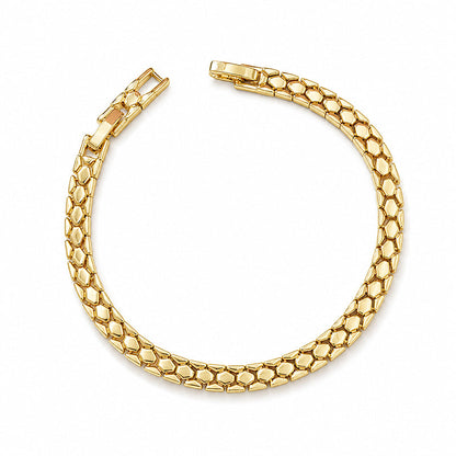 💞 Instagram-style geometric block-patterned gold bracelet – gold snake-bone bracelet