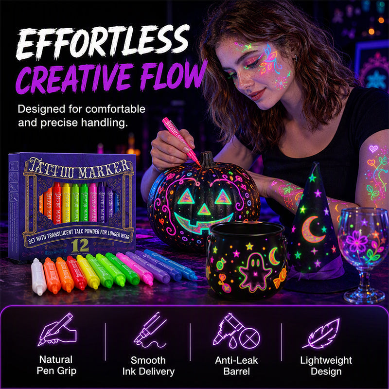 🔥 UV Glow Party & DIY Art Pens – Washable Fluorescent Skin Art Pen✨