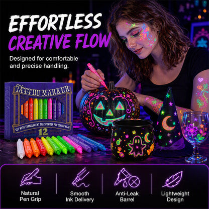 🔥 UV Glow Party & DIY Art Pens – Washable Fluorescent Skin Art Pen✨