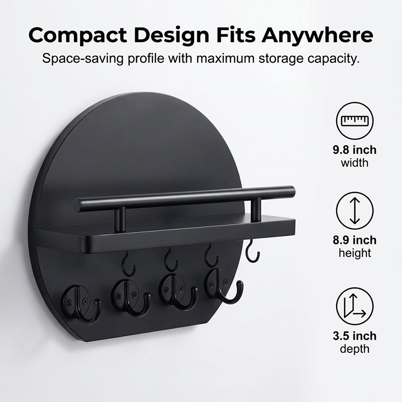 🏠🔑 Wall Mount Key Holder with Shelf & Hooks – Space-saving, sturdy & easy install – Organize keys & mail at your entryway ✨