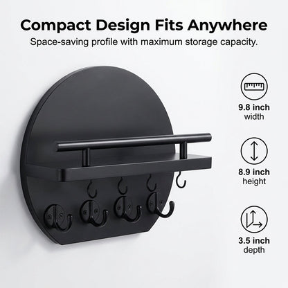 🏠🔑 Wall Mount Key Holder with Shelf & Hooks – Space-saving, sturdy & easy install – Organize keys & mail at your entryway ✨