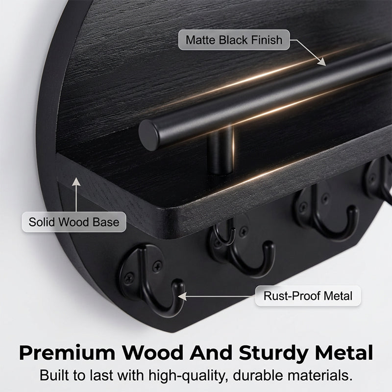 🏠🔑 Wall Mount Key Holder with Shelf & Hooks – Space-saving, sturdy & easy install – Organize keys & mail at your entryway ✨
