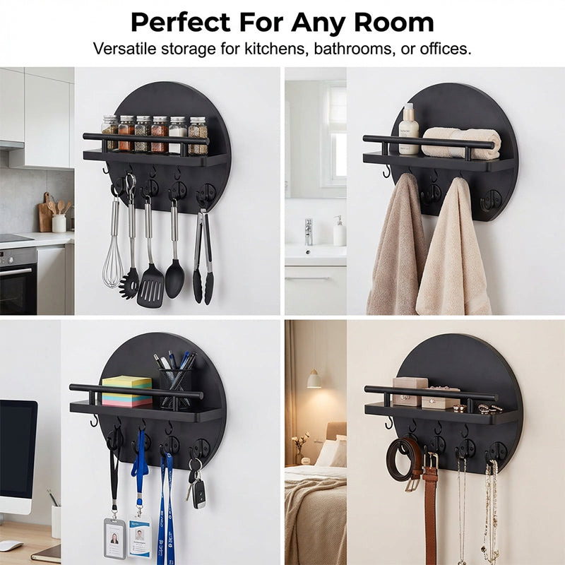 🏠🔑 Wall Mount Key Holder with Shelf & Hooks – Space-saving, sturdy & easy install – Organize keys & mail at your entryway ✨