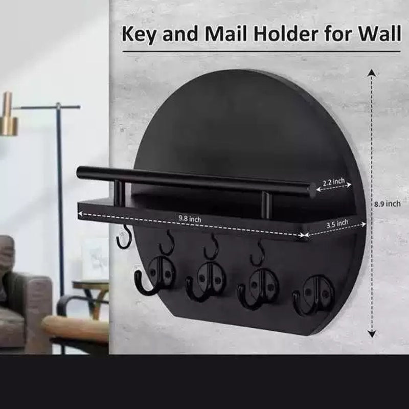 🏠🔑 Wall Mount Key Holder with Shelf & Hooks – Space-saving, sturdy & easy install – Organize keys & mail at your entryway ✨