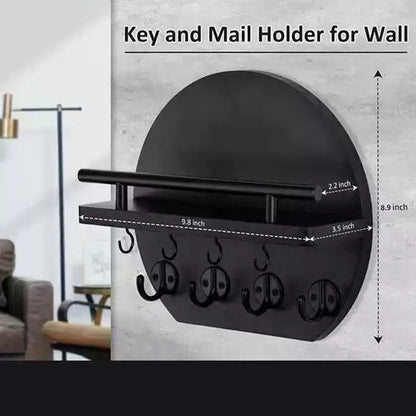 🏠🔑 Wall Mount Key Holder with Shelf & Hooks – Space-saving, sturdy & easy install – Organize keys & mail at your entryway ✨