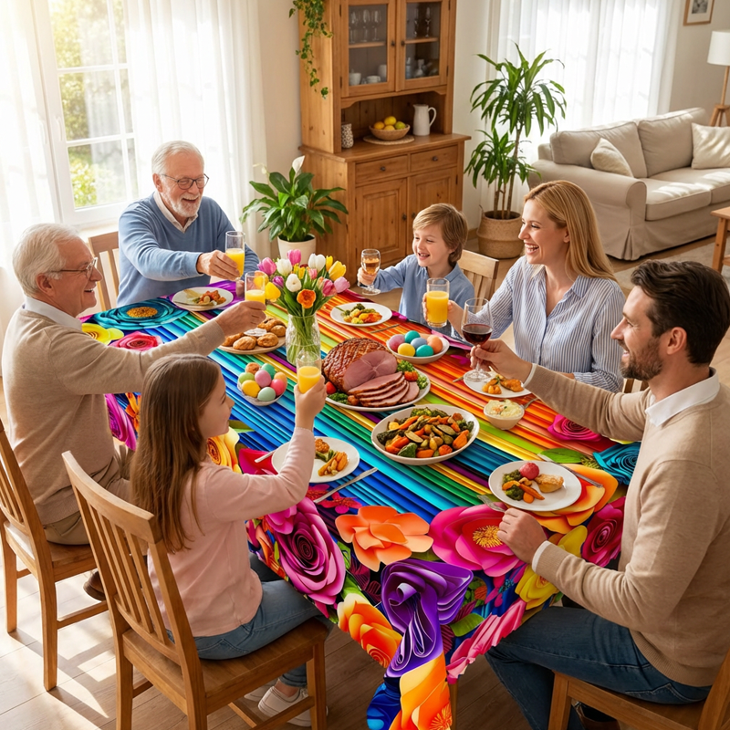 🍽️Waterproof Floral Print Tablecloth for Dining & Parties