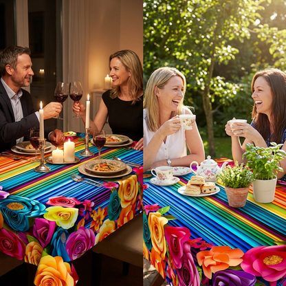 🍽️Waterproof Floral Print Tablecloth for Dining & Parties
