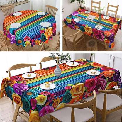 🍽️Waterproof Floral Print Tablecloth for Dining & Parties