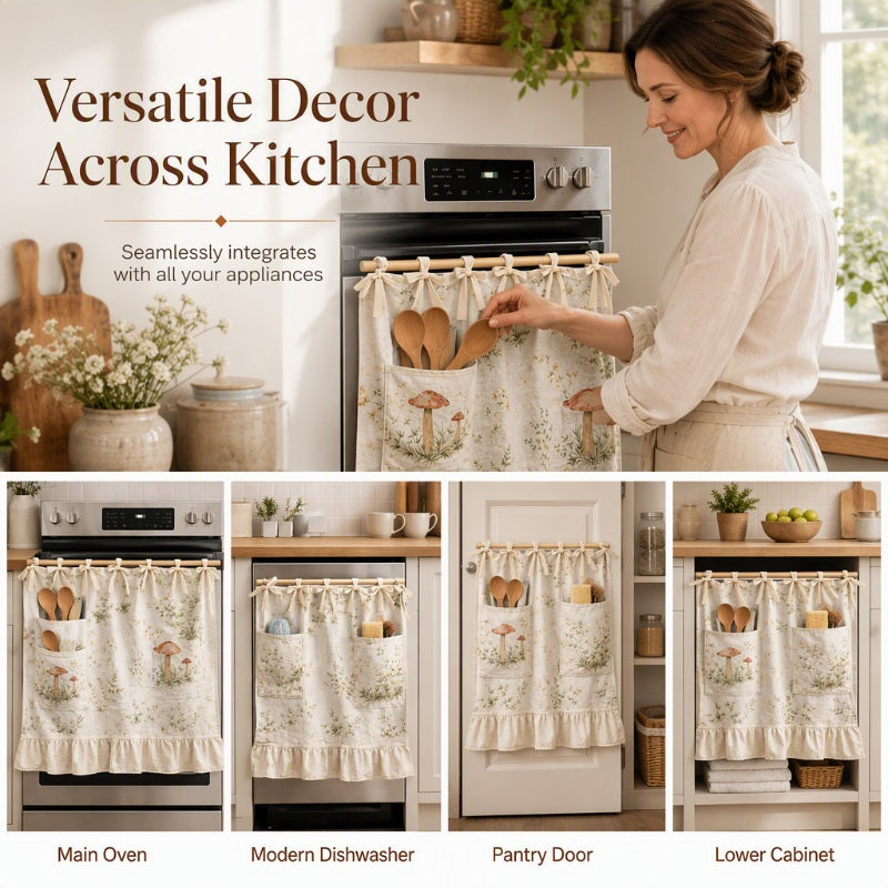 🏡 Oven skirt with practical storage pockets – Keeps your kitchen utensils tidy and adds a decorative touch to your oven