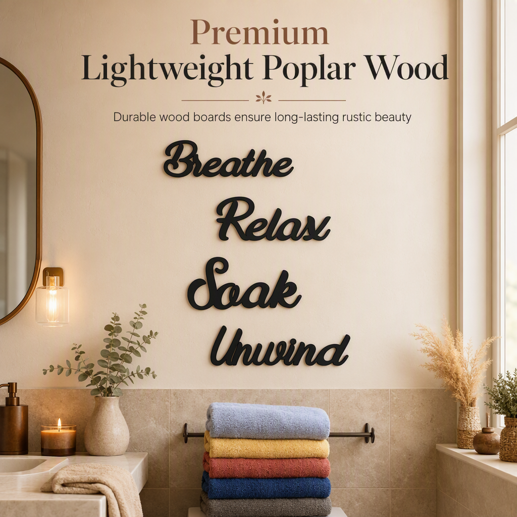 🛁4 Piece Farmhouse Bathroom Wall Decor Set🧱