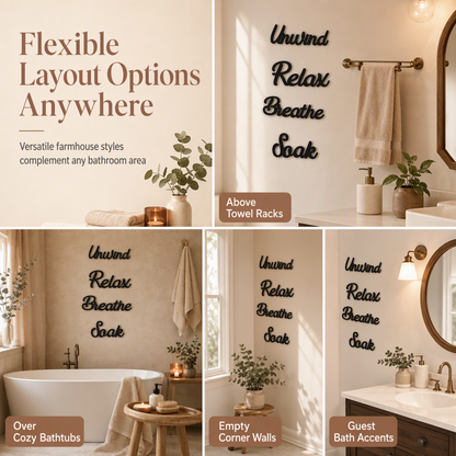🛁4 Piece Farmhouse Bathroom Wall Decor Set🧱