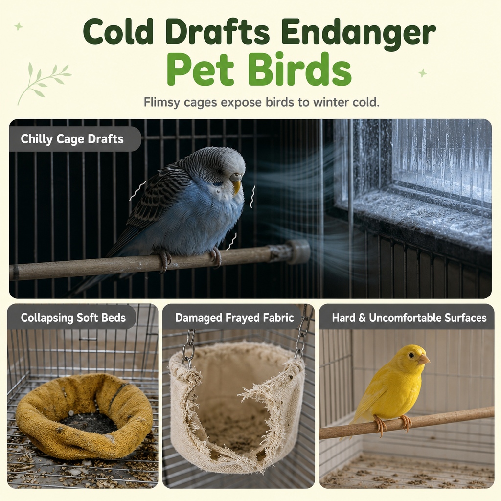 🐦Warm Winter Bird Hanging Hammock – 🧶Cozy, Soft, Cage Decor ✨