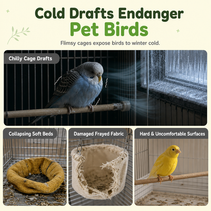 🐦Warm Winter Bird Hanging Hammock – 🧶Cozy, Soft, Cage Decor ✨