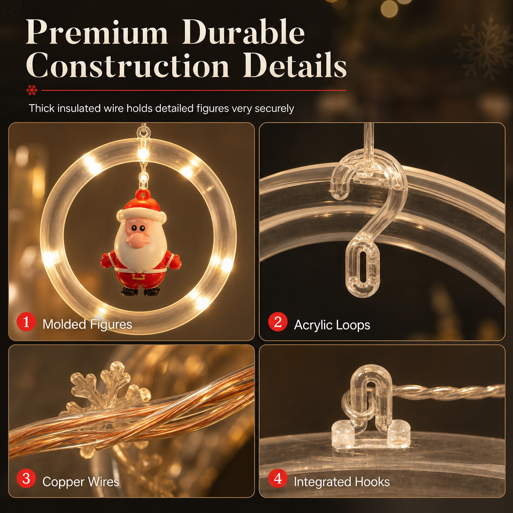 🎄Christmas Curtain Lights – Remote Control & 8 Lighting Modes for Cozy Holiday Windows ✨🎁