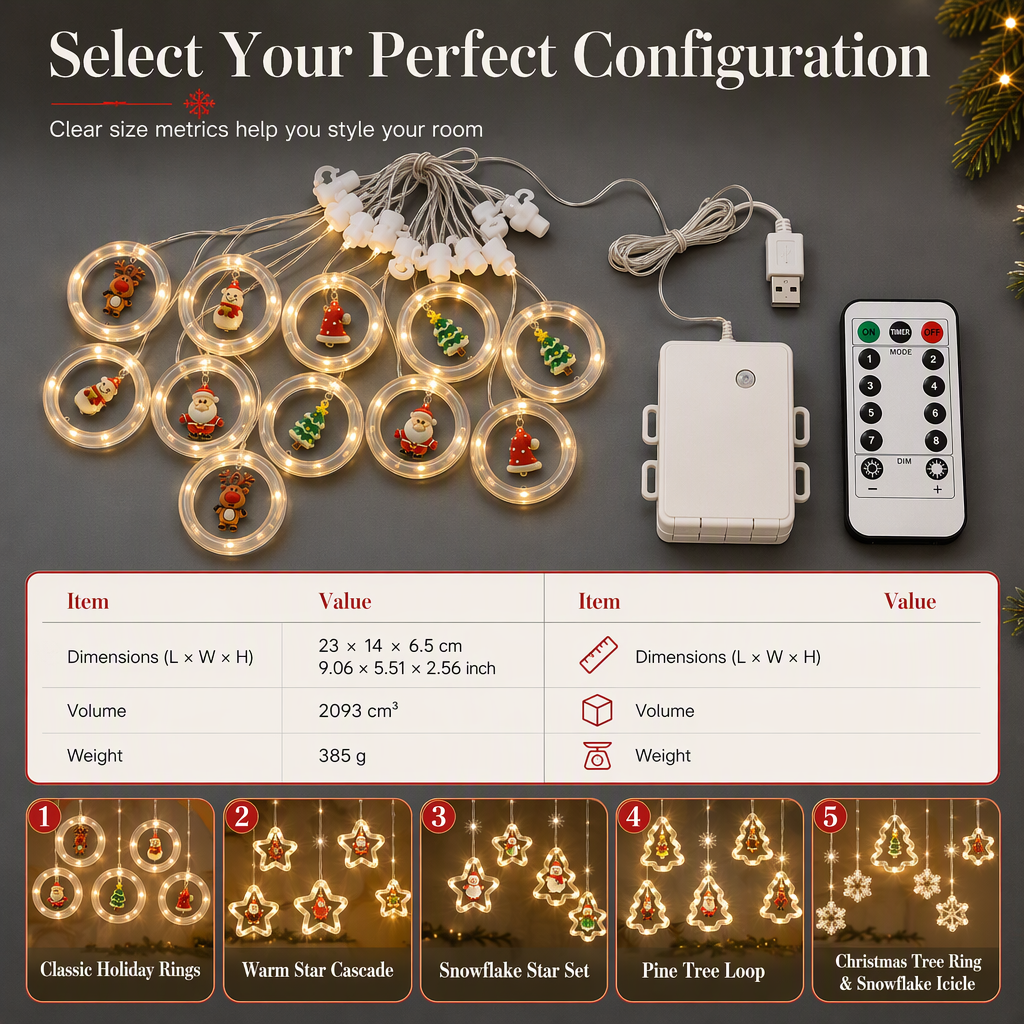 🎄Christmas Curtain Lights – Remote Control & 8 Lighting Modes for Cozy Holiday Windows ✨🎁