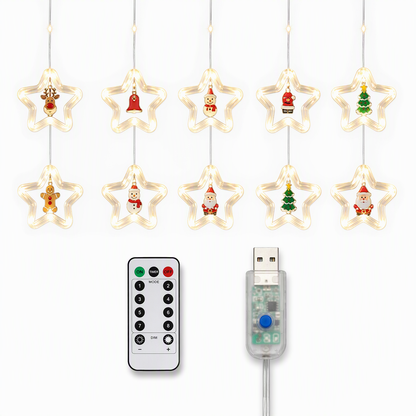 🎄Christmas Curtain Lights – Remote Control & 8 Lighting Modes for Cozy Holiday Windows ✨🎁