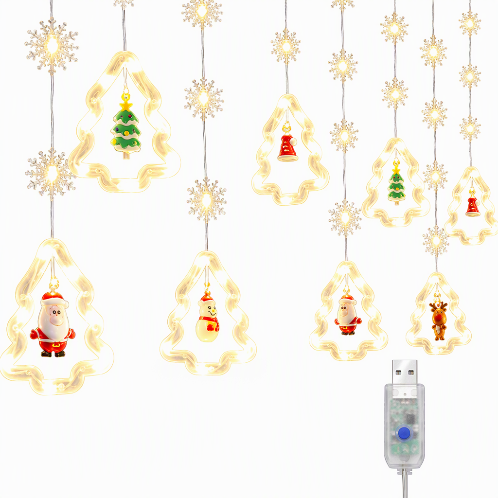 🎄Christmas Curtain Lights – Remote Control & 8 Lighting Modes for Cozy Holiday Windows ✨🎁