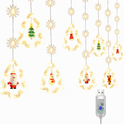 🎄Christmas Curtain Lights – Remote Control & 8 Lighting Modes for Cozy Holiday Windows ✨🎁