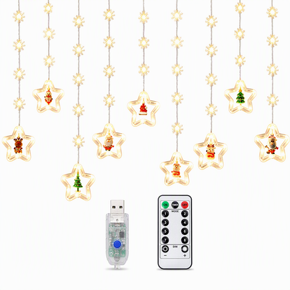 🎄Christmas Curtain Lights – Remote Control & 8 Lighting Modes for Cozy Holiday Windows ✨🎁