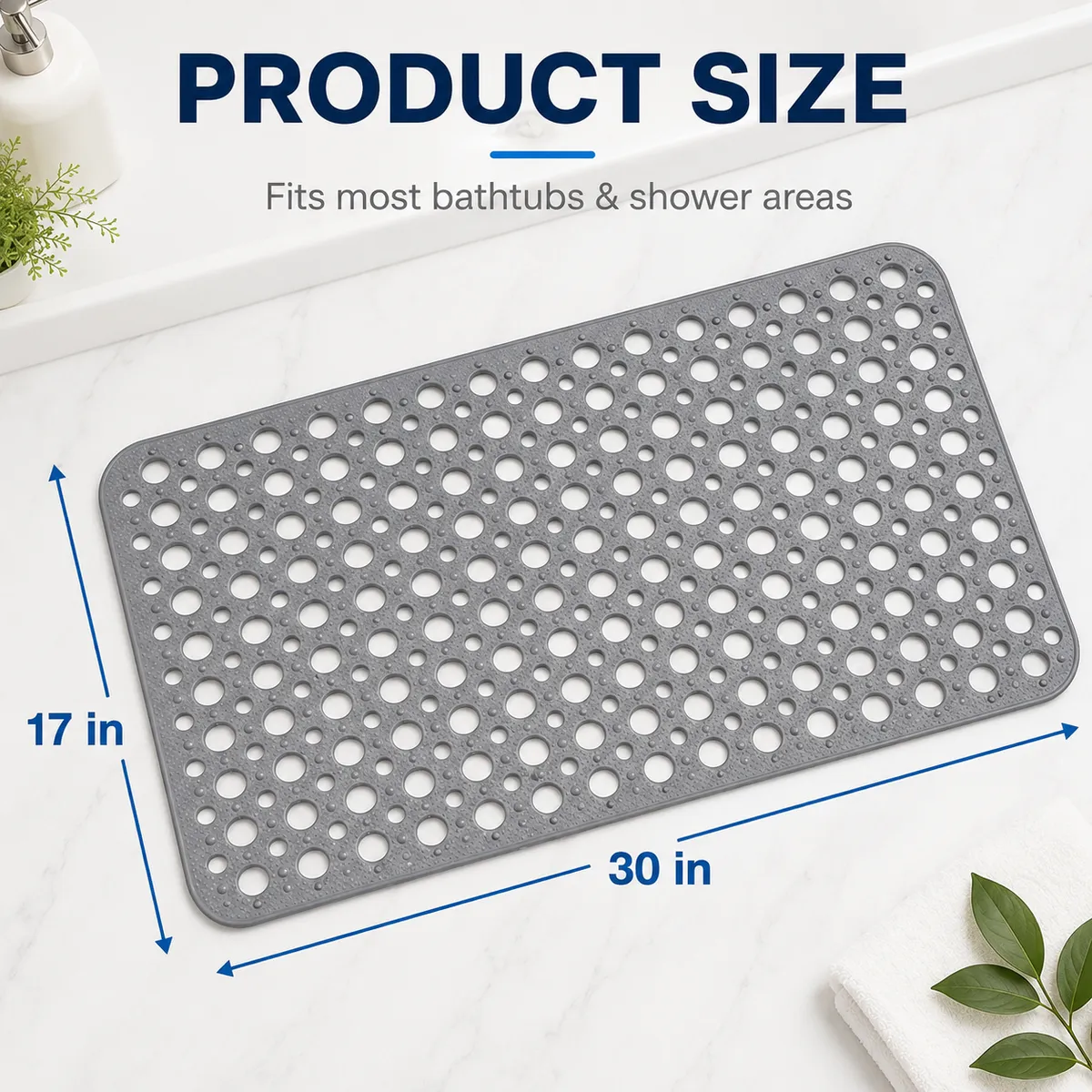 💧 Premium Anti Slip Shower Safety Mat with Strong Suction Cups - Make Every Shower Feel Safer 🚿