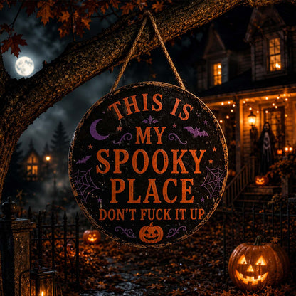 🏚️Happy Haunt Halloween Sign – 👻Cute Spooky Haunted House Wall Decor, Festive Halloween Home Decoration