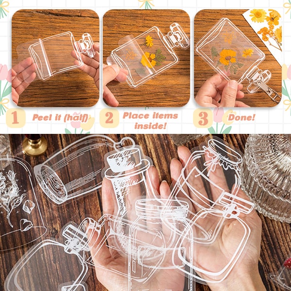 Lättpressad bokmärkesset med torkade blommor (20 st)